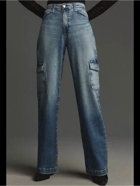 Ag Adriano Goldschmied gatina Light Blue Wide-Leg Cargo Jeans 27 Anthropologie